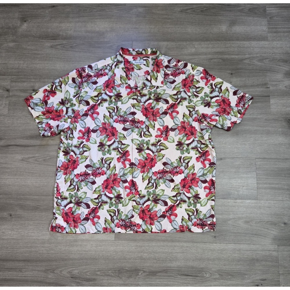 Tommy Bahama Men's 3XL Silk Blend Hawaiian Shirt  Floral Tropical Coolmax Island